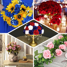 Premium Silk Rose Flower Bouquet, 2 Bushes, 17 Inches, Blush Rose Gold Color