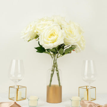 Create Lasting Memories with Ivory Premium Silk Jumbo Rose Flower Bouquet