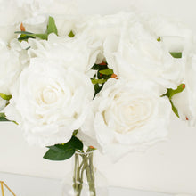 White Premium Silk Jumbo Rose Flower Bouquet - 2 Bushes, 17 Inch