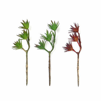 Artificial succulent stems in green and red hues for home decor.