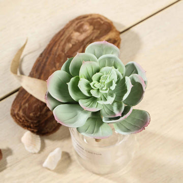Add Vibrant Greenery to Your Space with the 3 Pack Artificial PVC Echeveria Stem Decorative Succulent Plants