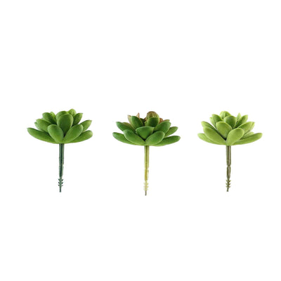 Artificial succulent plants in three styles, perfect for home decor.