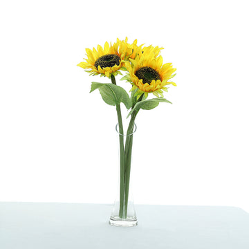 Add a Splash of Yellow to Your Event Décor with Yellow Artificial Silk Sunflower Flower Bouquet Branches
