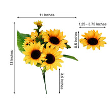 Yellow Artificial Silk Sunflower Bushes 2 Bouquet 13 Inch