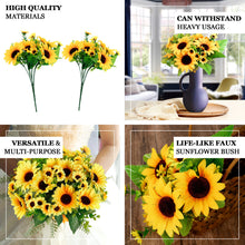 Bushes of Yellow 13 Inch Artificial Silk Sunflower 2 Bouquets