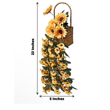 Floral Backdrop Décor - A Lush Lifelike Bunch of Yellow Flowers in a Basket with Measurements 22 inches and 5 inches