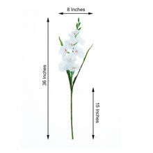 3 Stems Of White Artificial Silk Gladiolus Flower Spray Bush 36 Inch