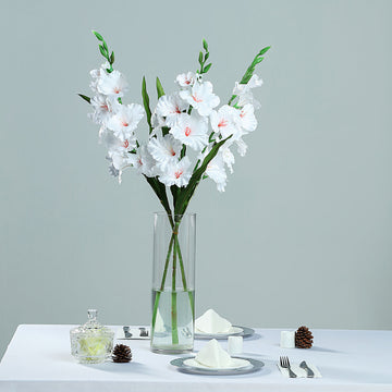Add Elegance to Your Space with White Artificial Silk Gladiolus Flower Spray Bush