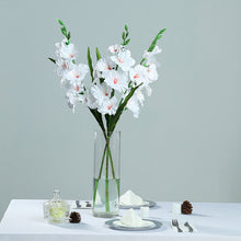 White Artificial Silk Gladiolus Flower Spray Bush 3 Stems 36 Inch Tall