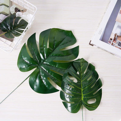 silk monstera plant 6 Green Silk Tropical Monstera Leaf Stems
