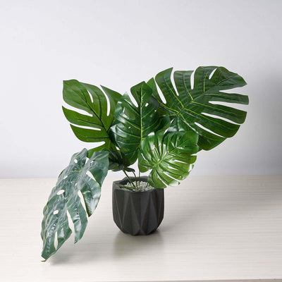 6 Stems Assorted Green Artificial Silk Monstera Leaf Stems, Faux Tropical  Foliage for Jungle & Hawaiian Decor
