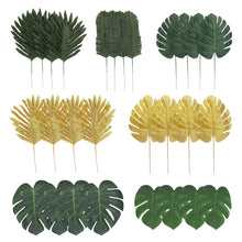 Tropical Leaves In Green And Gold Silk Material