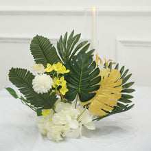 Green And Gold Artificial Jungle Leaves In Silk