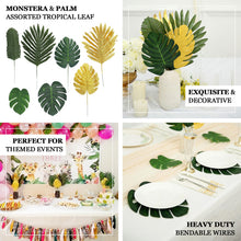 Artificial Monstera Sago Cycas Jungle Leaves In Green And Gold