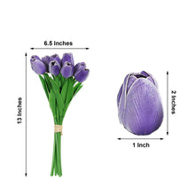 13 Inch Purple Tulips in Bouquet Artificial Foam Real Touch 10 Stems