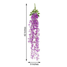 Silk Lavender Lilac Wisteria Flower Garland with measurements of 42 inches and 9 inches
