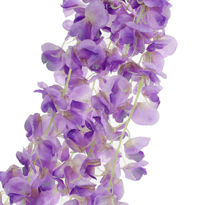 Purple flower garland on a white background