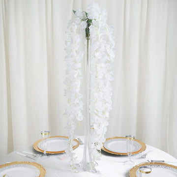 Versatile and Elegant White Artificial Silk Hanging Wisteria Flower Garland Vines