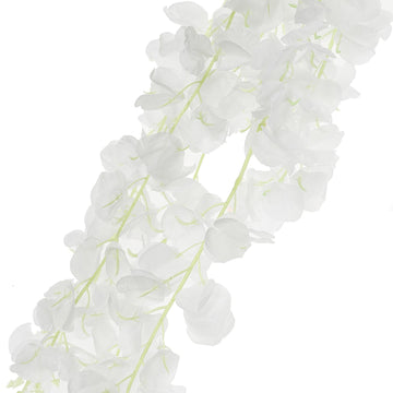 Create Unforgettable Memories with Our White Artificial Silk Hanging Wisteria Flower Garland Vines