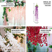 Artificial Silk Pink Vines Hanging Wisteria Flower Garland 42 Inch