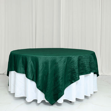 Accordion Crinkle Taffeta Table Overlay - Hunter Emerald Green 90"x90"