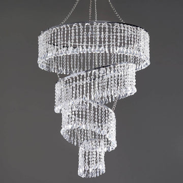4-Tier Acrylic Diamond Crystal Chandelier Hanging Pendant Lighting Chandelier 24"
