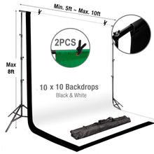 Adjustable Metal Photography Backdrop Stand Kit 8 Feet x 10 Feet 2 Free Backdrops