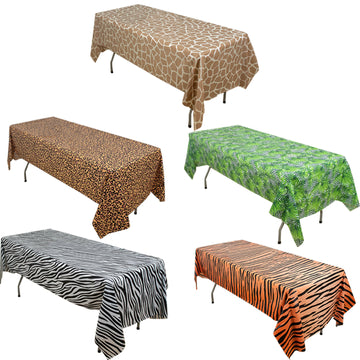 Set of 5 Animal Safari Zoo Theme Waterproof Plastic Tablecloth, Children's Party Jungle Theme Disposable Table Cover 54"x108"