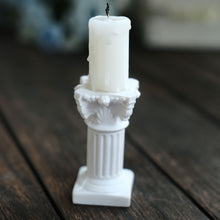 Resin White Roman Antique Column Pillar Style Pedestal Candle Holders 2.5 Inch