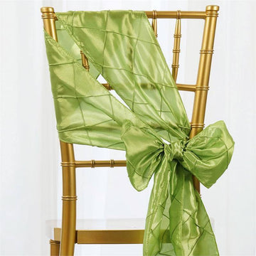 5 Pack Apple Green Pintuck Chair Sashes 7"x106"