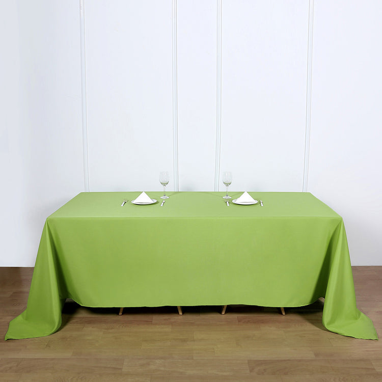 90 Inch x 132 Inch Apple Green Polyester Rectangular Tablecloth