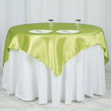 Satin Table Overlay In Apple Green 60 Inch x 60 Inch