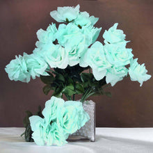 12 Bushes Artificial Flowers Aqua Premium 84 Blossomed Silk Roses