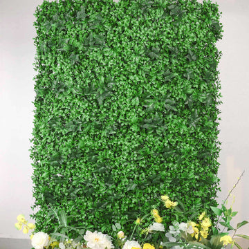 12 Sq. ft. | Artificial Assorted Ivy Leaf Mix Greenery Garden Wall, Grass Backdrop Mat, Indoor/Outdoor UV Protected Foliage - 4 Panels