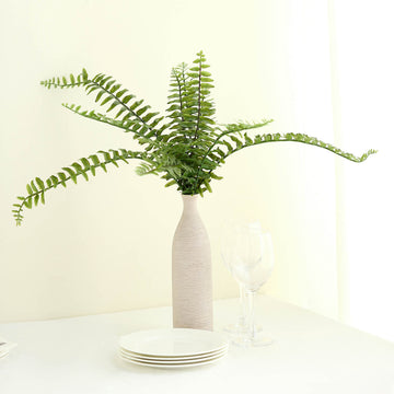 20" Artificial Boston Fern Green Leaf Plant, Premium Real Touch Indoor Spray