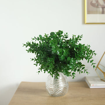 3 Stems | 13" Artificial Eucalyptus Bush, Faux Greenery Bouquet Plants