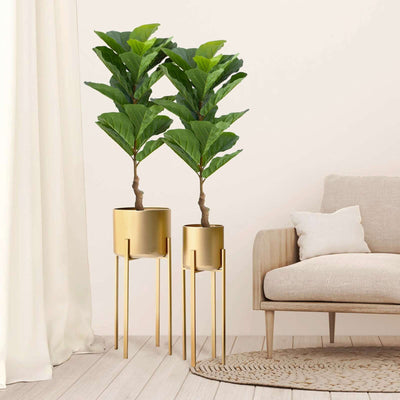 3ft indoor plants 2-Pack Faux Potted Fiddle Leaf Fig Tree Plants 3ft - Artificial Tropical Indoor Decor for Home & Office