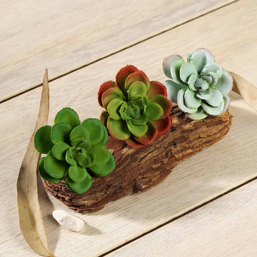 3 Pack | 3" Artificial PVC Echeveria Orion Decorative Succulent Plants