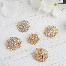 5 Pieces Assorted Gold Plated Mandala Crystal Rhinestone Floral Sash Pin Brooches