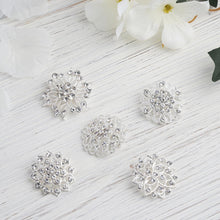 5 Pieces Assorted Silver Plated Mandala Crystal Rhinestone Floral Sash Pin Brooches