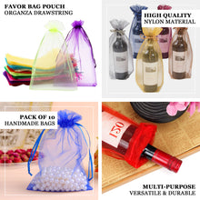 10 Pack | 6x15inches White Organza Drawstring Party Favor Wine Gift Bags