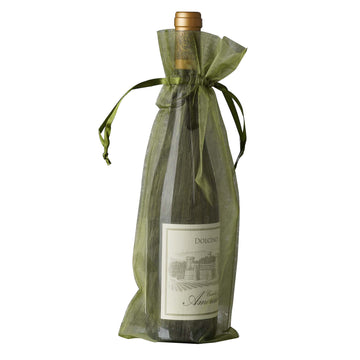 Elevate Your Event with Olive Green Organza Drawstring Party Favor Wine Bags