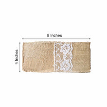 Natural Burlap & Lace Single Set Silverware Holder Pouch 4 Inch x 8 Inch   