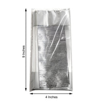 100 Pieces of Clear & Silver 4 Inch x 9 Inch Treat Bags with Twist Ties 