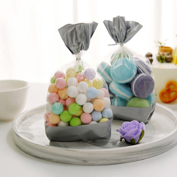 Elevate Your Event with Clear/Silver Gift Goodie Candy Treat Bags