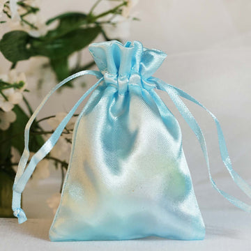 Baby Blue Satin Drawstring Wedding Party Favor Gift Bags - Add Elegance to Your Special Event