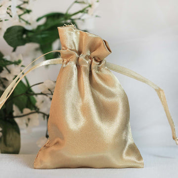 Champagne Satin Drawstring Wedding Party Favor Gift Bags - Elegant and Versatile