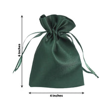 12 Pack | 4x6inch Hunter Emerald Green Satin Wedding Party Favor Bags, Drawstring Pouch Gift Bags