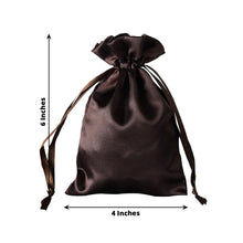 12 Pack | 4x6inch Chocolate Satin Drawstring Wedding Party Favor Gift Bags