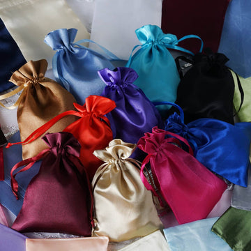 Convenient and Versatile Chocolate Satin Drawstring Gift Bags
